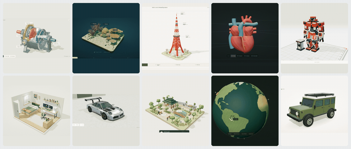 Animated gallery of ten 3D work samples